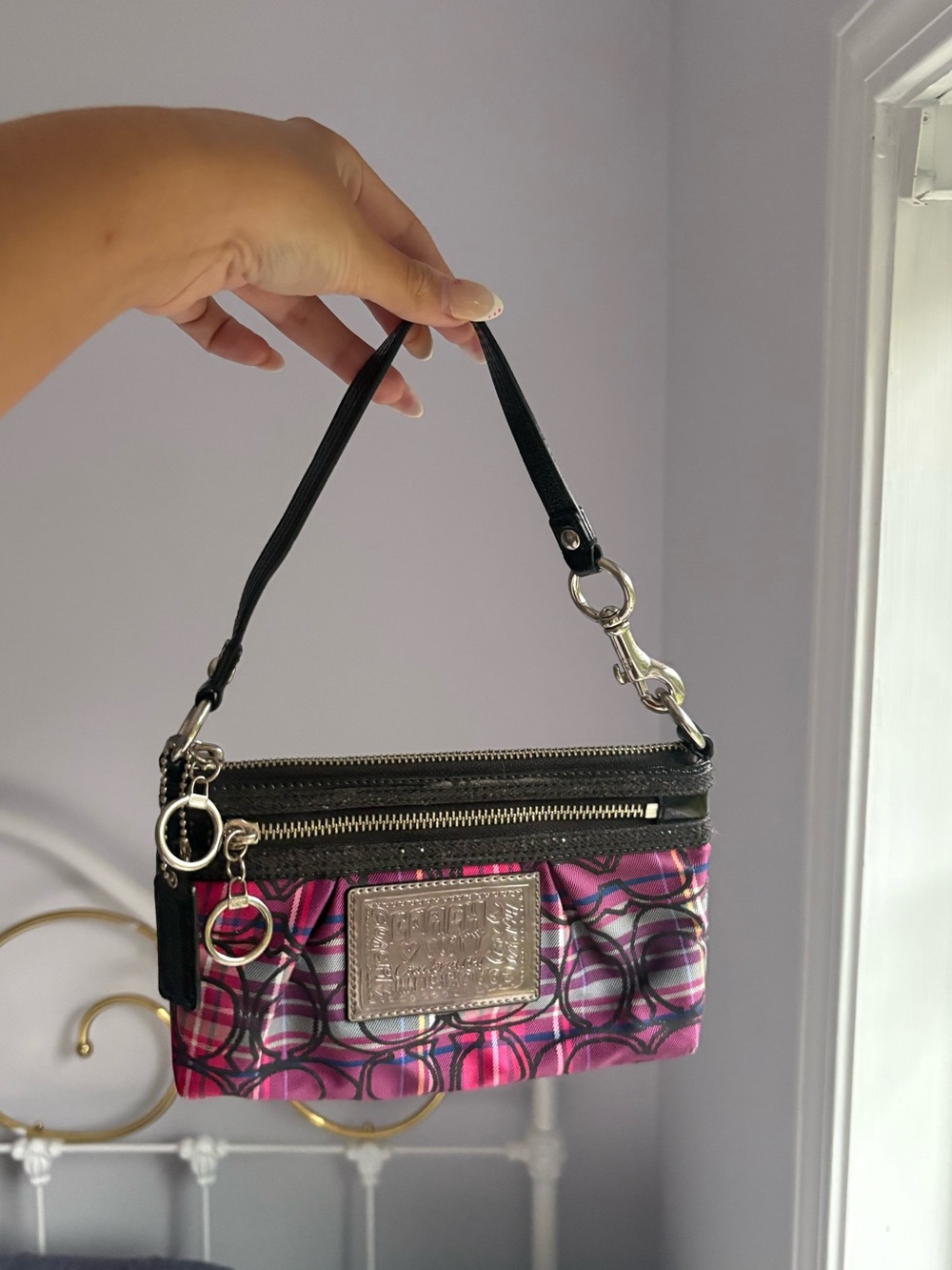 Y2K Coach Poppy tartan plaid mini shoulder bag